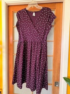 Pact Purple Polka Dot Midi Dress